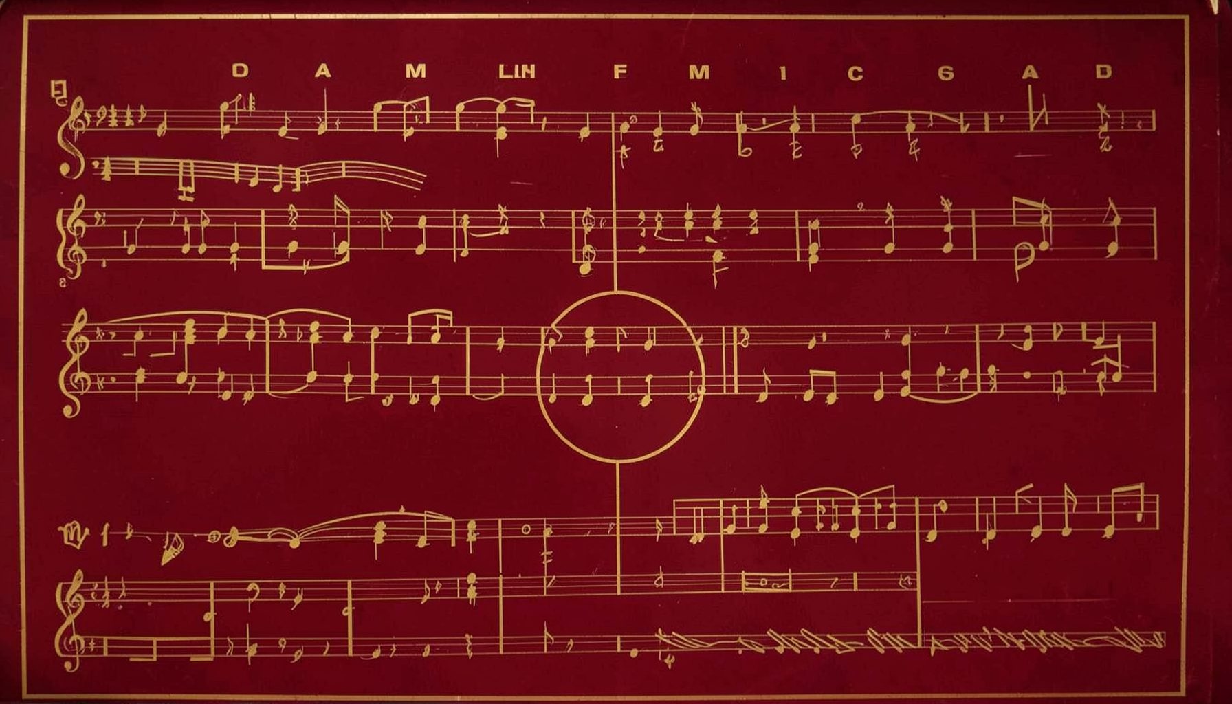 A classic Salvation Army vocal album cover in rich crimson and gold, with choral sheet music motifs