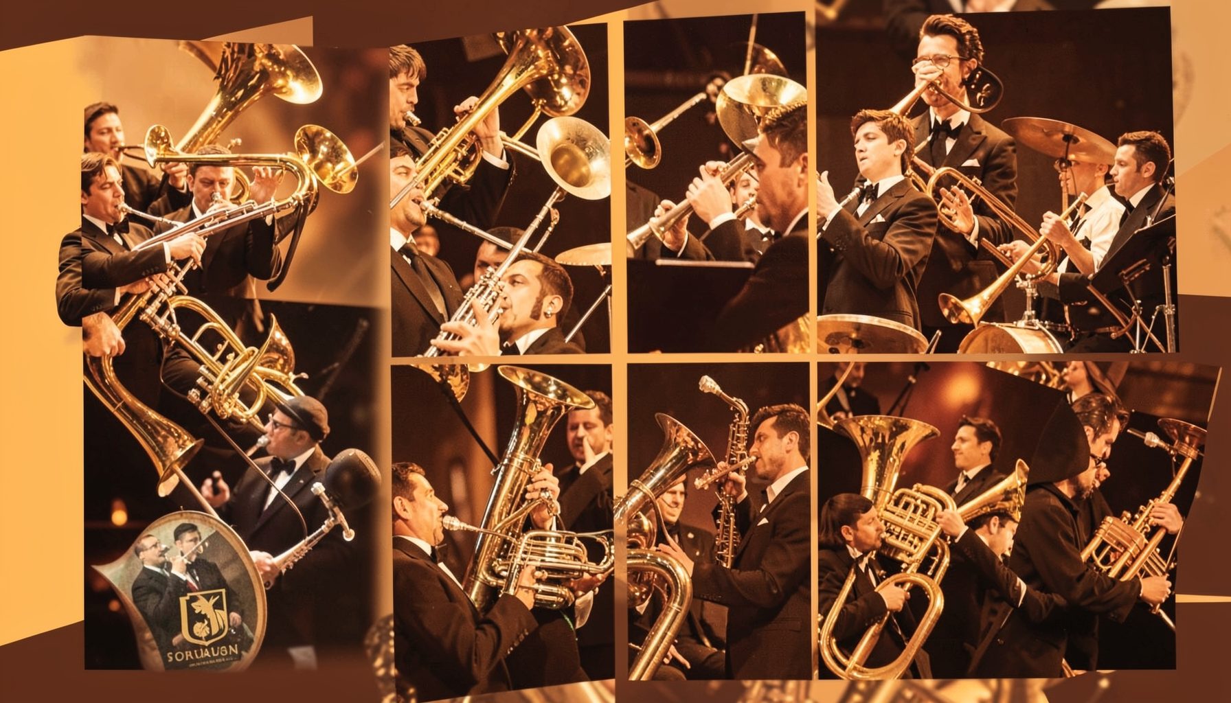A best-of compilation cover in warm amber and brown, with a collage of brass band imagery