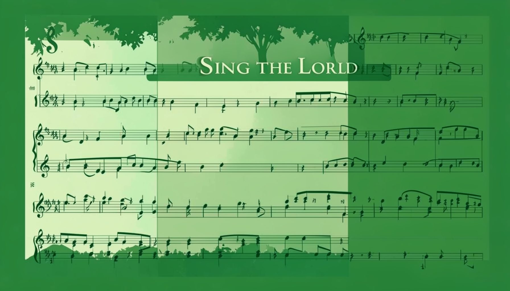 A Sing to the Lord series cover in forest green and cream, with elegant choral notation patterns